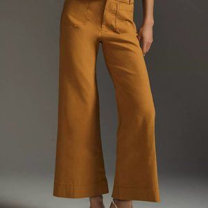 Maeve Colette Cropped Wide-Leg Pants in Gold